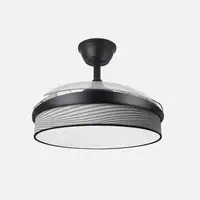 Ventilador DC Moda negro/surco gris LED 91 cm con mando y memoria