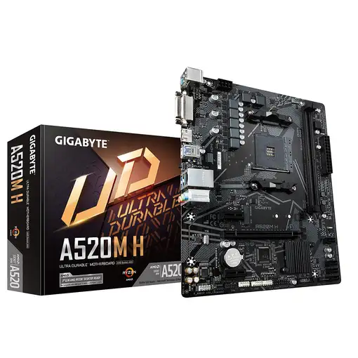 GIGABYTE Placa base A520M H - Compatible con CPUs AMD Ryzen serie 5000 AM4, VRM di