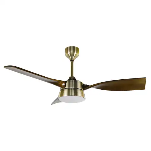 Fabrilamp Estio ventilador de techo dorado/roble, 132 cm, led, 3 aspas Fabrilamp Estio ventilador de techo dorado/roble, 132 cm, led, 3 aspas