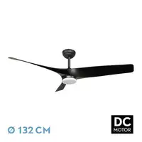 Ventilador DC Niger negro 132cm, LED, 3 aspas, 6 velocidades