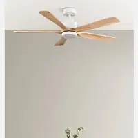 Fabrilamp Cairo ventilador de techo blanco/haya 132 cm, 5 aspas, led, mando Fabrilamp Cairo ventilador de techo blanco/haya 132 cm, 5 aspas, led, mando