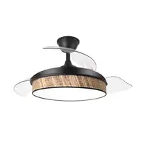 Ventilador DC Moda negro/cañizo oscuro LED 108 cm con mando