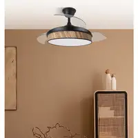 Ventilador DC Moda negro/cañizo oscuro LED 108 cm con mando
