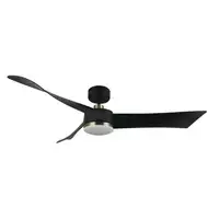 Ventilador DC Tempel negro/cuero 132cm, LED, 3 aspas, 6 velocidades