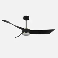 Ventilador DC Tempel negro/cuero 132cm, LED, 3 aspas, 6 velocidades