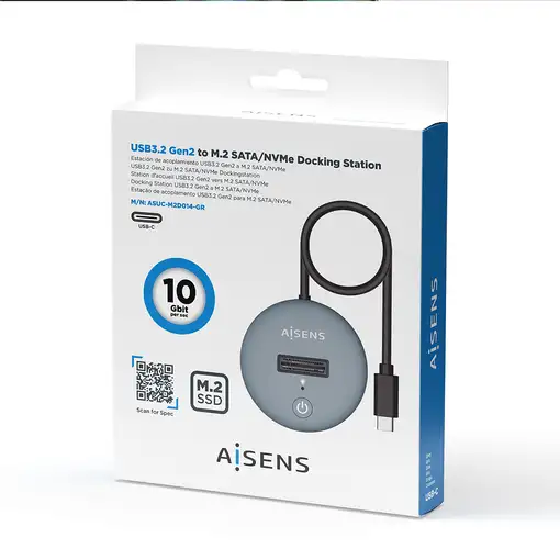 AISENS USB-C Dock M.2 (NGFF) ASUC-M2D014-GR SATA/NVMe A USB3.1 Gen2, Gris
