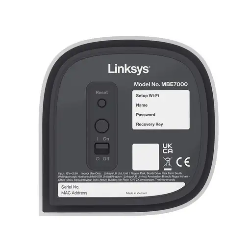Linksys Velop Pro 7 Tri-band (2.4 GHz / 5 GHz / 60 GHz) Wi-Fi 7 (802.11be) Blanco