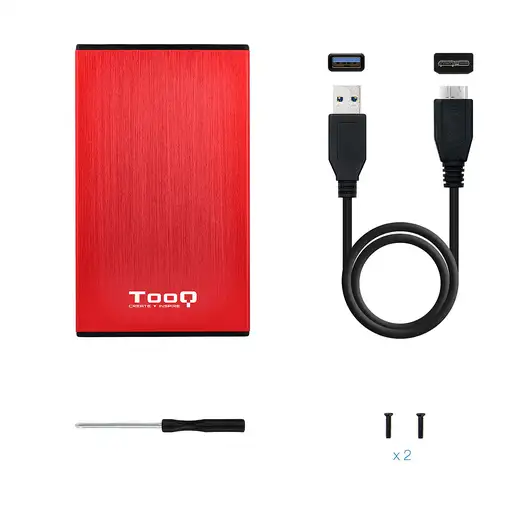 TooQ TQE-2527R caja para disco duro externo Caja de disco duro (HDD) Negro, Rojo 2