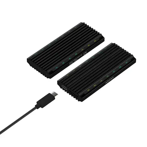 AISENS Caja Externa M.2 RGB Gaming ASM2-RGB012B SATA/NVMe A USB3.1 Gen2, Negra