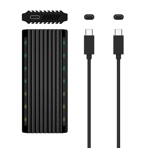 AISENS Caja Externa M.2 RGB Gaming ASM2-RGB012B SATA/NVMe A USB3.1 Gen2, Negra