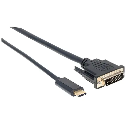 Manhattan 152457 adaptador de cable de vídeo 2 m USB Tipo C DVI Negro