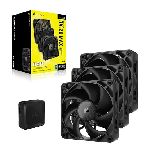 Corsair iCUE LINK RX120 MAX Carcasa del ordenador Ventilador 12 cm Negro 3 pieza(s