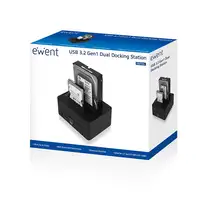 Ewent EW7014 base de conexión para disco duro USB 3.2 Gen 1 (3.1 Gen 1) Type-A Neg