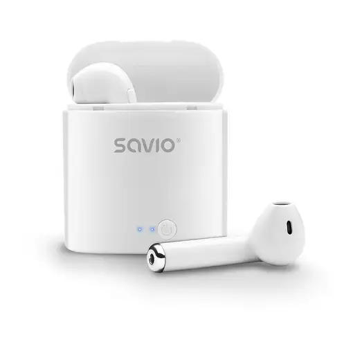 Savio TWS-01 Białe Auriculares Inalámbrico Dentro de oído Llamadas/Música/Deporte/
