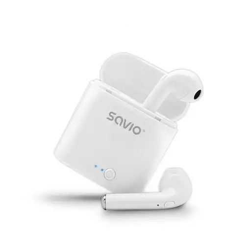 Savio TWS-01 Białe Auriculares Inalámbrico Dentro de oído Llamadas/Música/Deporte/