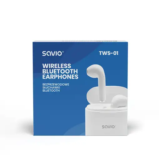 Savio TWS-01 Białe Auriculares Inalámbrico Dentro de oído Llamadas/Música/Deporte/