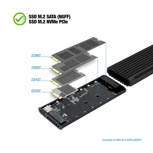 TooQ Shinobi Caja externa para unidad de estado sólido (SSD) Negro M.2