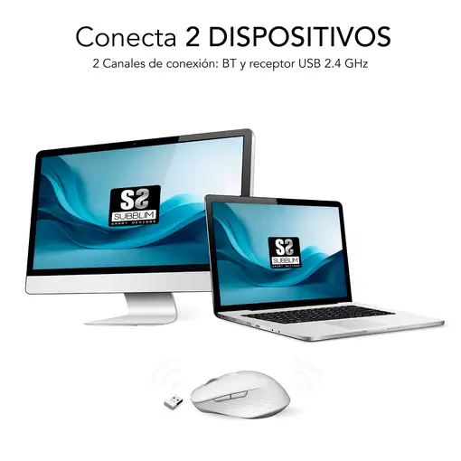 Ratón Curve Ergo Dual Mouse Batería Blanco