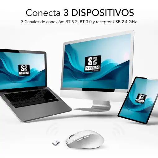 Ratón Comfort Ergo Dual Mouse Batería Blanco