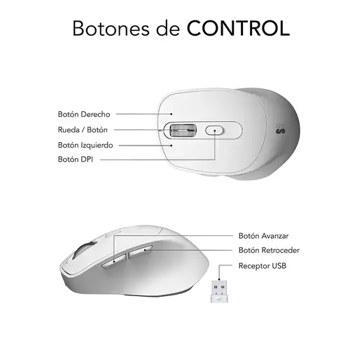 Ratón Comfort Ergo Dual Mouse Batería Blanco