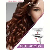 Secador de Pelo de Viaje, Plegable, Compacto, 2 Niveles , AD2225, Adler