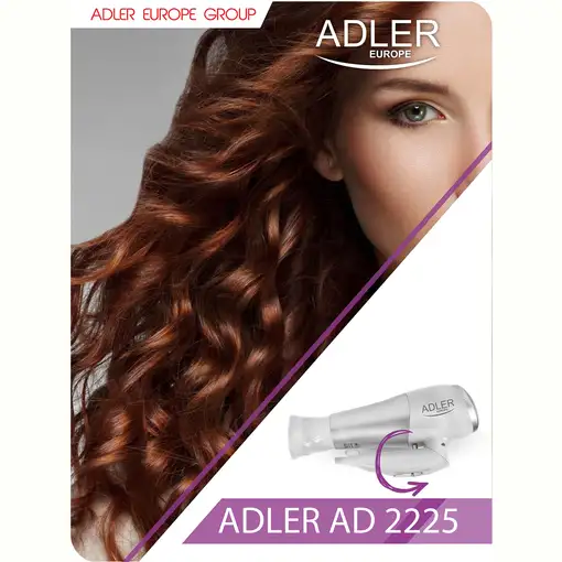 Secador de Pelo de Viaje, Plegable, Compacto, 2 Niveles , AD2225, Adler