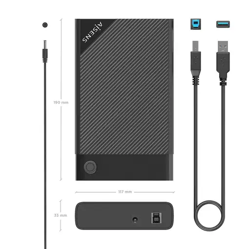 AISENS Caja Externa 3.5\ ASE-3529B SATA A USB 3.0/USB3.1 Gen1, Negra