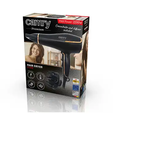 Camry Premium CR 2255 secador 2000 W Negro, Oro
