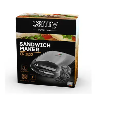 Camry Premium CR 3023 sandwichera 1500 W Negro, Gris