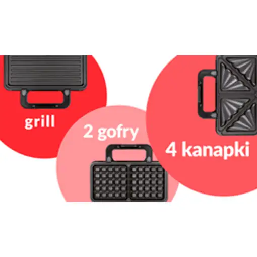 Sandwichera 3 en 1, Gofrera Belga, Grill-Plancha, MOP-43M, MPM