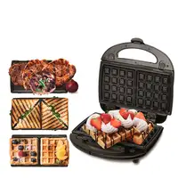 Sandwichera 3 en 1,Placas Intercambiables,Sandwich Tostadora,Gofrera CR3024, Camry