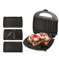 Sandwichera 3 en 1,Placas Intercambiables,Sandwich Tostadora,Gofrera CR3024, Camry