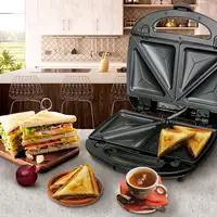 Sandwichera 3 en 1,Placas Intercambiables,Sandwich Tostadora,Gofrera CR3024, Camry