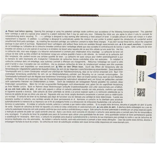 Lexmark 74C2SY0 cartucho de tóner 1 pieza(s) Original Amarillo
