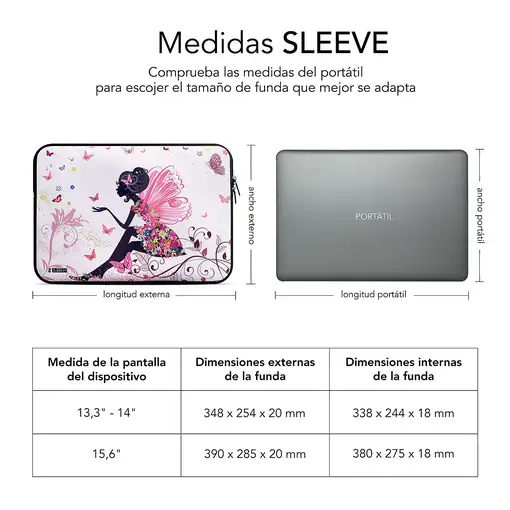 Funda Ordenador Neopreno Trendy Sleeve Neo Hada 13,3 a 14\