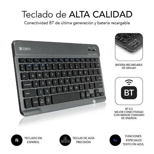 Funda Con Teclado Samsung Gt A8 10.5“ X200/205 Keytab Pro Bt Negra