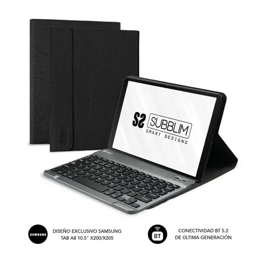 Funda Con Teclado Samsung Gt A8 10.5“ X200/205 Keytab Pro Bt Negra