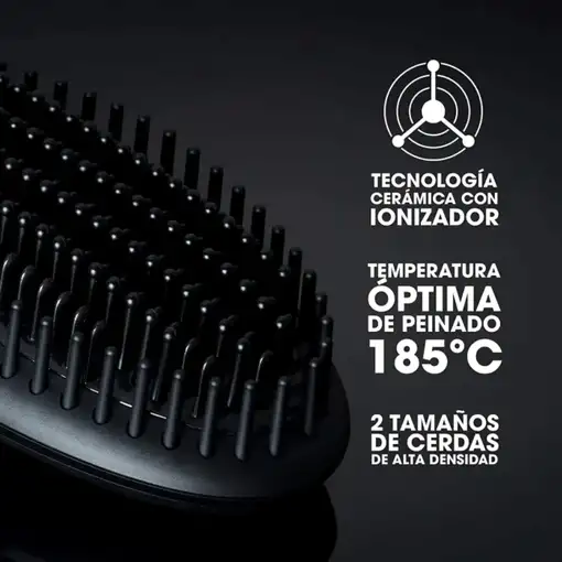 Cepillo alisador de pelo negro, iónico, 185ºC, Glide Professional Hot Brush GHD