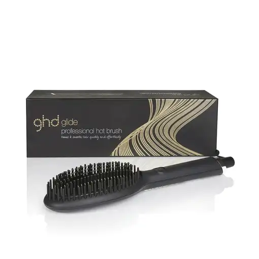 Cepillo alisador de pelo negro, iónico, 185ºC, Glide Professional Hot Brush GHD