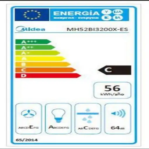 Campana extractora integrada 52 cm Clase D, MH52BI3200XES MIDEA