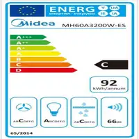 Campana extractora, 62dB, extracción 440 m3/hora, MH60A3200W-ES MIDEA