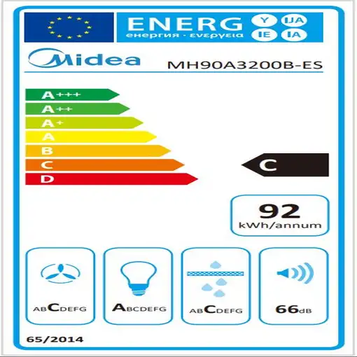 Campana extractora,  62dB,extracción 440 m3/hora, MH90A3200B-ES MIDEA