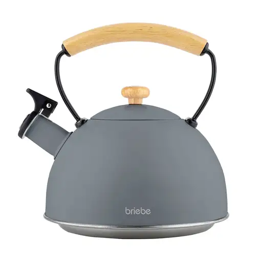 Tetera con Silbato, Hervidor de Agua 2,3L,Inducción,Acero Inox,Gris Nordic Briebe
