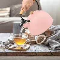 Tetera con Silbato, Hervidor de Agua 2,3L, Inducción,Acero Inox,Rosa Pastel Briebe