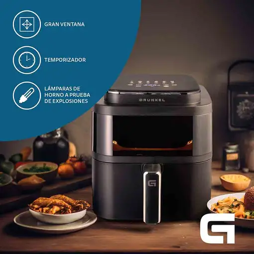 Freidora de aire de 6L, 1400W, 12 programas, Black Light Fryer GRUNKEL