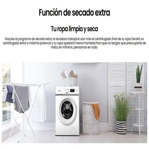 Lavadora de 6 kg, 15 programas, 1000rpm, D, WM-A62B INFINITON