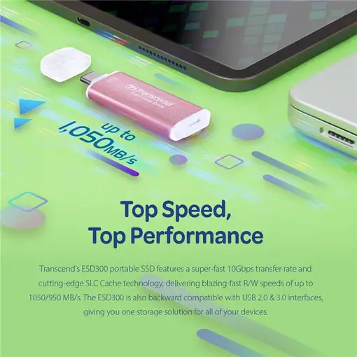 Transcend TS1TESD300P unidad externa de estado sólido 1 TB USB Tipo C Azul