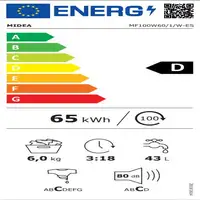Lavadora de 6 kg, 1000 RPM, MF100W60/1/W Es MIDEA