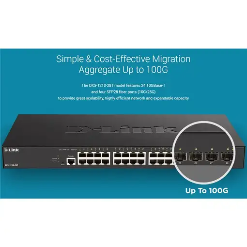 D-Link DXS-1210-28T switch Gestionado L2/L3 10G Ethernet (100/1000/10000) 1U Negro