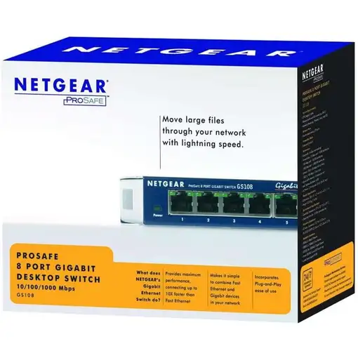 NETGEAR GS108GE switch No administrado Gigabit Ethernet (10/100/1000) Azul